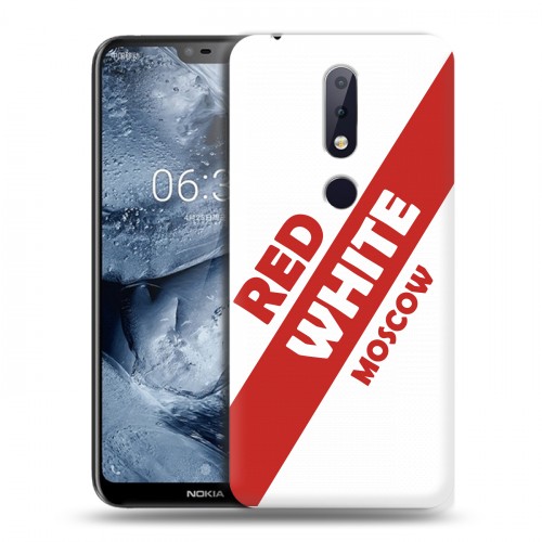 Дизайнерский пластиковый чехол для Nokia 6.1 Plus Red White Fans