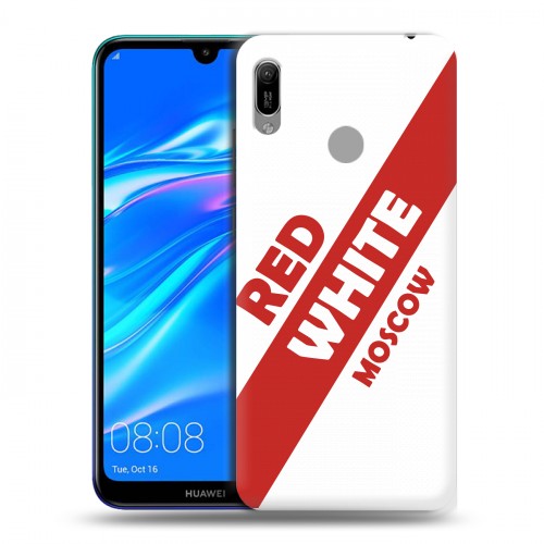 Дизайнерский пластиковый чехол для Huawei Y6 (2019) Red White Fans