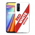 Дизайнерский силиконовый с усиленными углами чехол для Realme 7 Red White Fans