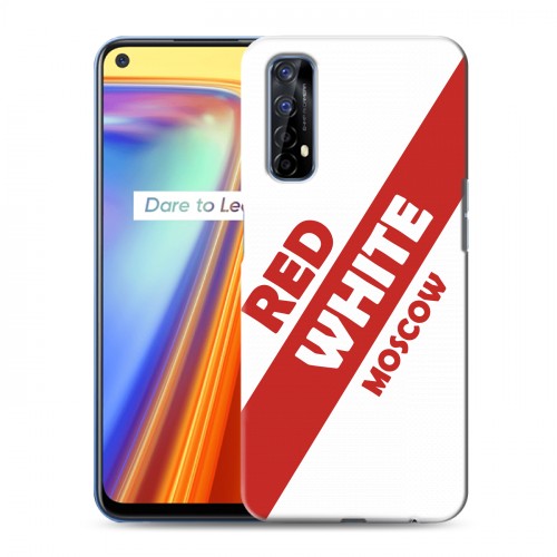 Дизайнерский силиконовый с усиленными углами чехол для Realme 7 Red White Fans