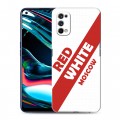 Дизайнерский силиконовый с усиленными углами чехол для Realme 7 Pro Red White Fans