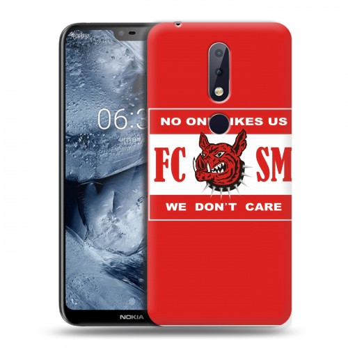 Дизайнерский пластиковый чехол для Nokia 6.1 Plus Red White Fans