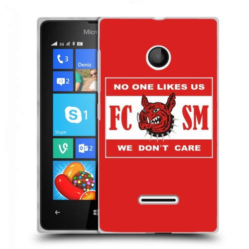 Дизайнерский пластиковый чехол для Microsoft Lumia 435 Red White Fans