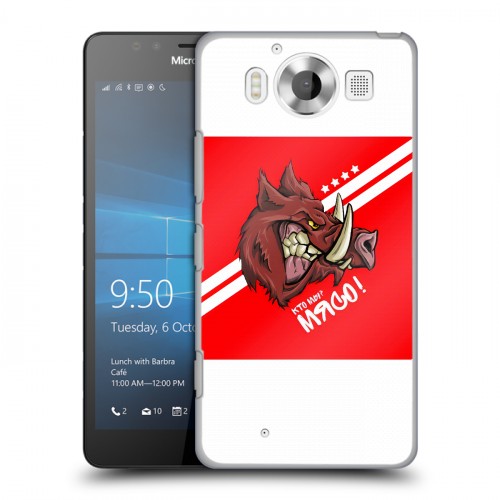 Дизайнерский пластиковый чехол для Microsoft Lumia 950 Red White Fans