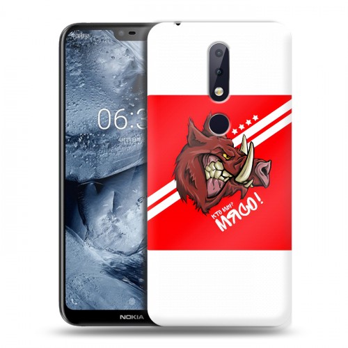 Дизайнерский пластиковый чехол для Nokia 6.1 Plus Red White Fans