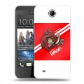 Дизайнерский пластиковый чехол для HTC Desire 300 Red White Fans