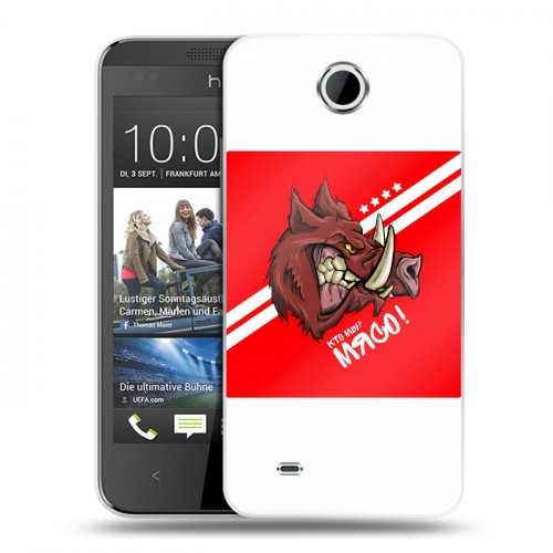 Дизайнерский пластиковый чехол для HTC Desire 300 Red White Fans