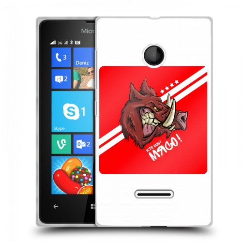 Дизайнерский пластиковый чехол для Microsoft Lumia 435 Red White Fans