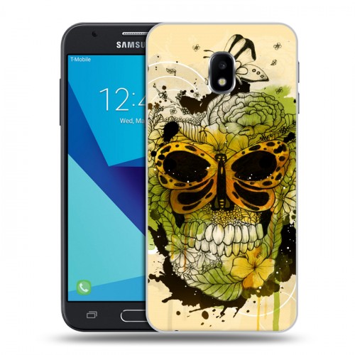Дизайнерский пластиковый чехол для Samsung Galaxy J3 (2017) Акварельные черепа