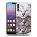 Дизайнерский силиконовый с усиленными углами чехол для Huawei P20 Pro Коты