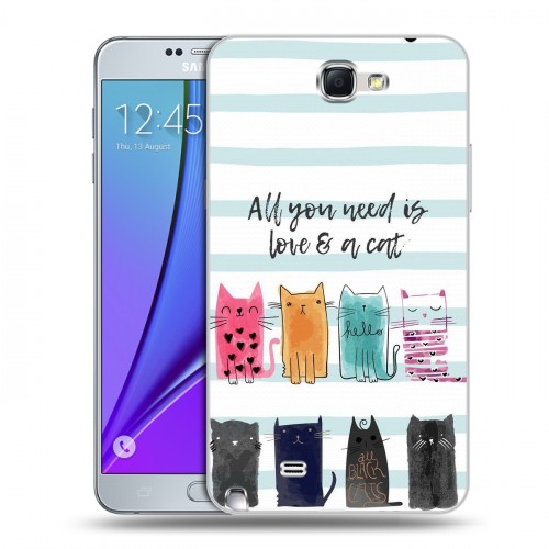 Дизайнерский пластиковый чехол для Samsung Galaxy Note 2 Коты