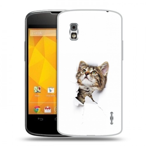 Дизайнерский пластиковый чехол для LG Google Nexus 4 Коты