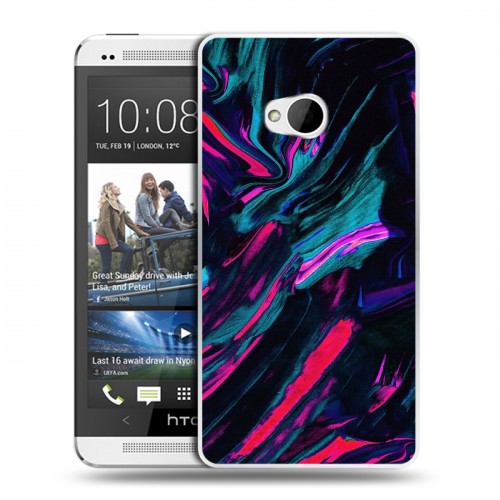 Дизайнерский пластиковый чехол для HTC One (M7) Dual SIM Размытые краски
