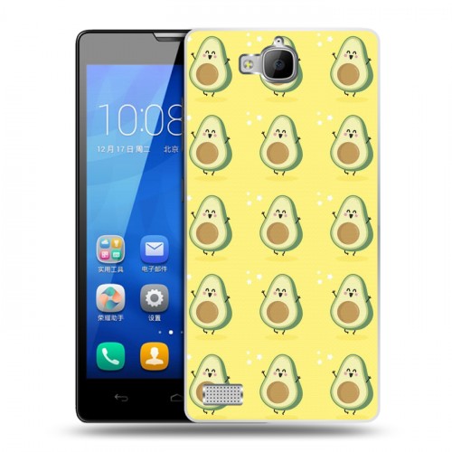 Дизайнерский пластиковый чехол для Huawei Honor 3c Веселое авокадо