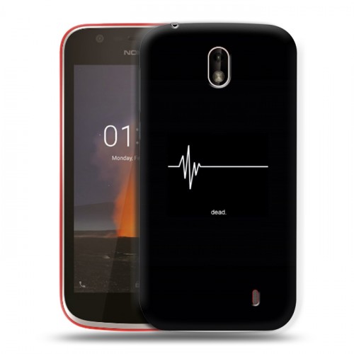 Дизайнерский пластиковый чехол для Nokia 1 Черно и кратко