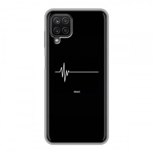 Дизайнерский силиконовый с усиленными углами чехол для Samsung Galaxy A12 Черно и кратко