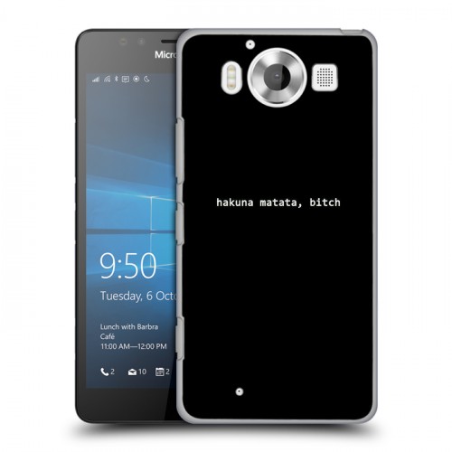 Дизайнерский пластиковый чехол для Microsoft Lumia 950 Черно и кратко