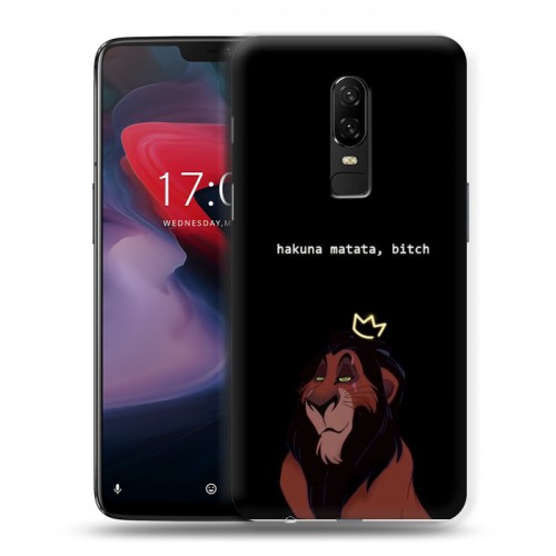 Дизайнерский пластиковый чехол для OnePlus 6 Черно и кратко