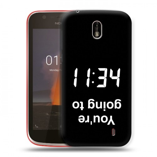 Дизайнерский пластиковый чехол для Nokia 1 Черно и кратко