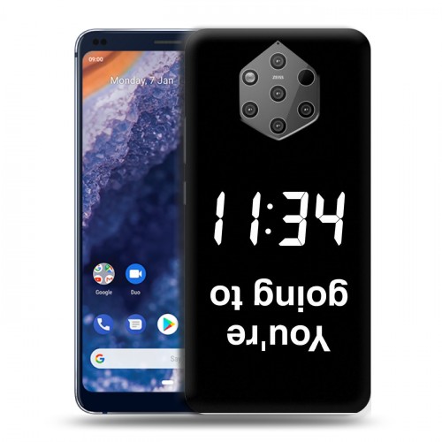 Дизайнерский силиконовый чехол для Nokia 9 PureView Черно и кратко