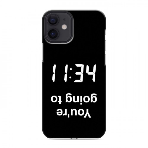 Дизайнерский пластиковый чехол для Iphone 12 Mini Черно и кратко