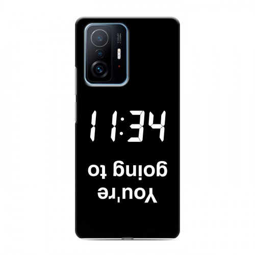 Дизайнерский силиконовый с усиленными углами чехол для Xiaomi 11T Черно и кратко