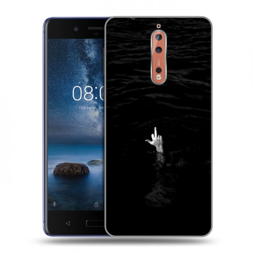 Дизайнерский пластиковый чехол для Nokia 8 Черно и кратко