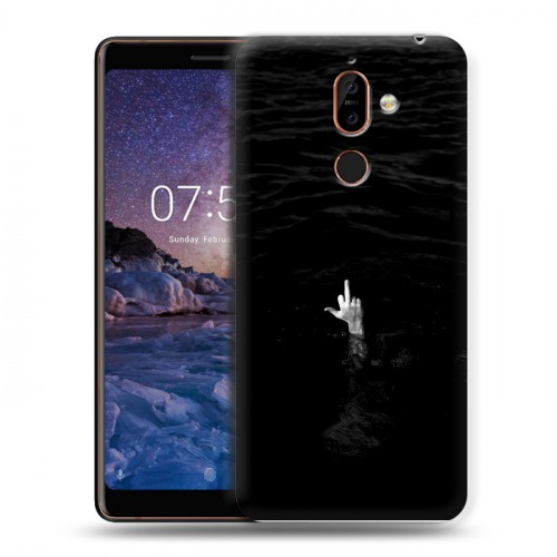 Дизайнерский пластиковый чехол для Nokia 7 Plus Черно и кратко