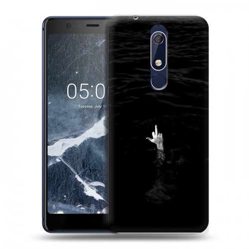 Дизайнерский пластиковый чехол для Nokia 5.1 Черно и кратко