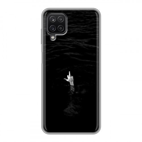 Дизайнерский силиконовый чехол для Samsung Galaxy A12 Черно и кратко