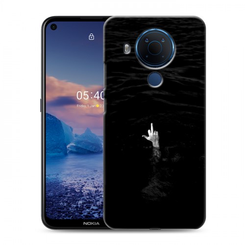 Дизайнерский силиконовый чехол для Nokia 5.4 Черно и кратко