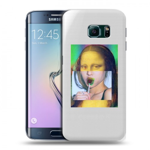 Полупрозрачный дизайнерский пластиковый чехол для Samsung Galaxy S6 Edge Мона Лиза
