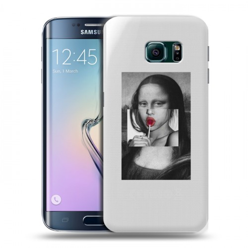 Полупрозрачный дизайнерский пластиковый чехол для Samsung Galaxy S6 Edge Мона Лиза