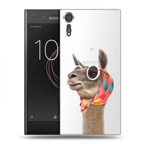 Полупрозрачный дизайнерский пластиковый чехол для Sony Xperia XZs Мятные звери