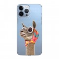 Полупрозрачный дизайнерский силиконовый чехол для Iphone 13 Pro Max Мятные звери