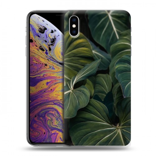 Дизайнерский силиконовый чехол для Iphone Xs Max Нуарные листья