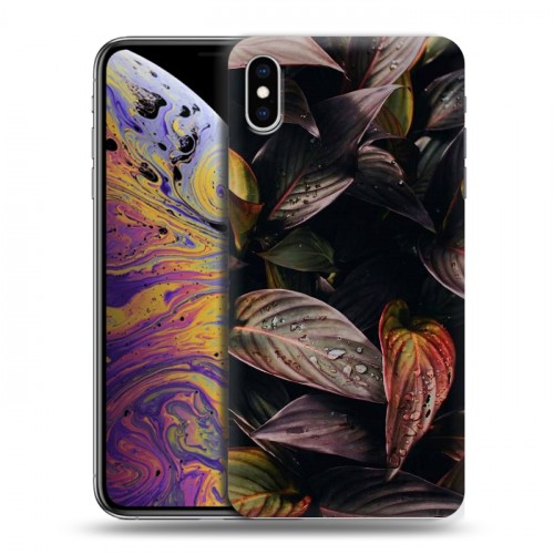 Дизайнерский силиконовый чехол для Iphone Xs Max Нуарные листья