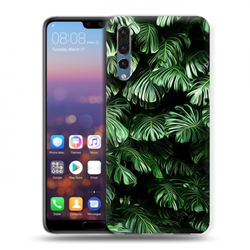 Дизайнерский силиконовый с усиленными углами чехол для Huawei P20 Pro Нуарные листья