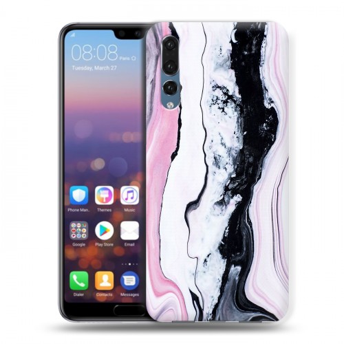 Дизайнерский силиконовый с усиленными углами чехол для Huawei P20 Pro Мраморные узоры