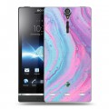 Дизайнерский пластиковый чехол для Sony Xperia S Мраморные узоры