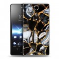 Дизайнерский пластиковый чехол для Sony Xperia TX Мраморные узоры