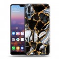 Дизайнерский силиконовый с усиленными углами чехол для Huawei P20 Pro Мраморные узоры