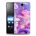 Дизайнерский пластиковый чехол для Sony Xperia TX Мраморные узоры