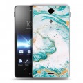 Дизайнерский пластиковый чехол для Sony Xperia TX Мраморные узоры