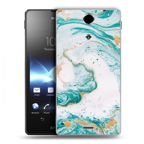 Дизайнерский пластиковый чехол для Sony Xperia TX Мраморные узоры