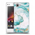 Дизайнерский пластиковый чехол для Sony Xperia L Мраморные узоры