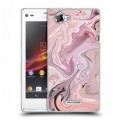 Дизайнерский пластиковый чехол для Sony Xperia L Мраморные узоры