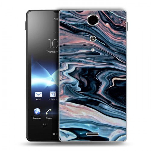 Дизайнерский пластиковый чехол для Sony Xperia TX Мраморные узоры