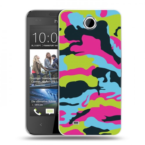 Дизайнерский пластиковый чехол для HTC Desire 300 Кислотный камуфляж