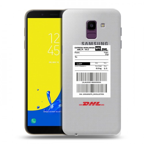 Полупрозрачный дизайнерский пластиковый чехол для Samsung Galaxy J6 DHL